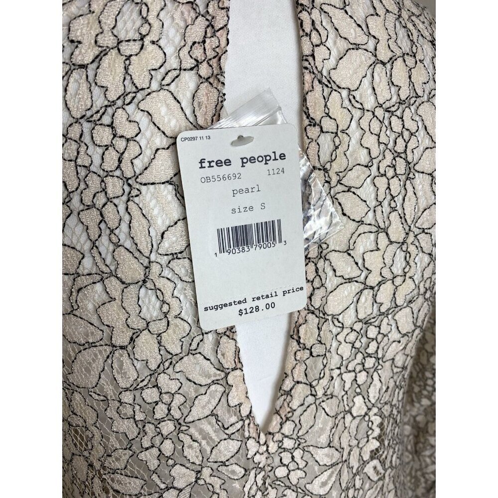 NWT Free People Secret Origins tell tale lace Tunic Retail $128 size S Pearl - Picture 7 of 11